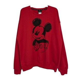 Disney Red Mickey Mouse Jerry Leigh Sweatshirt Size XL Graphic Front and Back